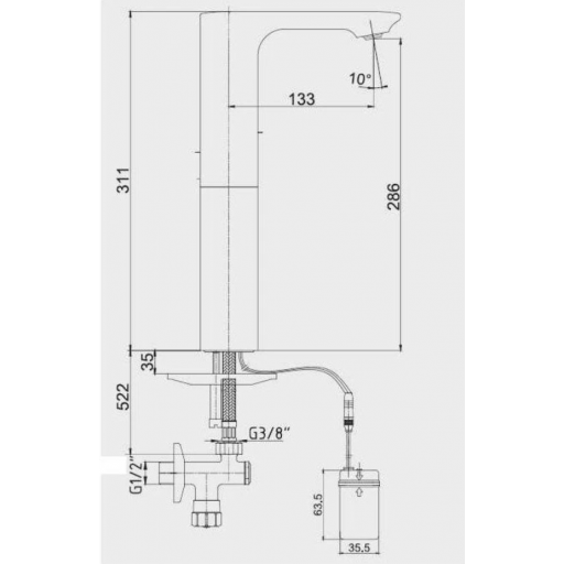 Смеситель для раковины E.C.A. Photoscell 108108036EX сенсорный хром